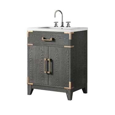 Aiden Black Oak 24" Single Vanity with Integrated White Acrylic Top