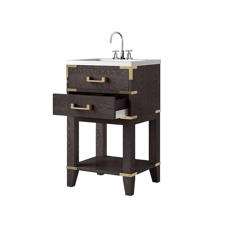 Calico Brown Oak 20" Single Vanity with Integrated White Acrylic Top