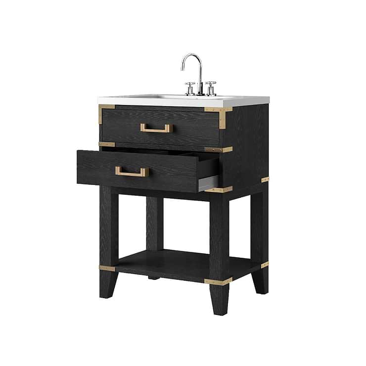 Calico Black Oak 24" Single Vanity with Integrated White Acrylic Top