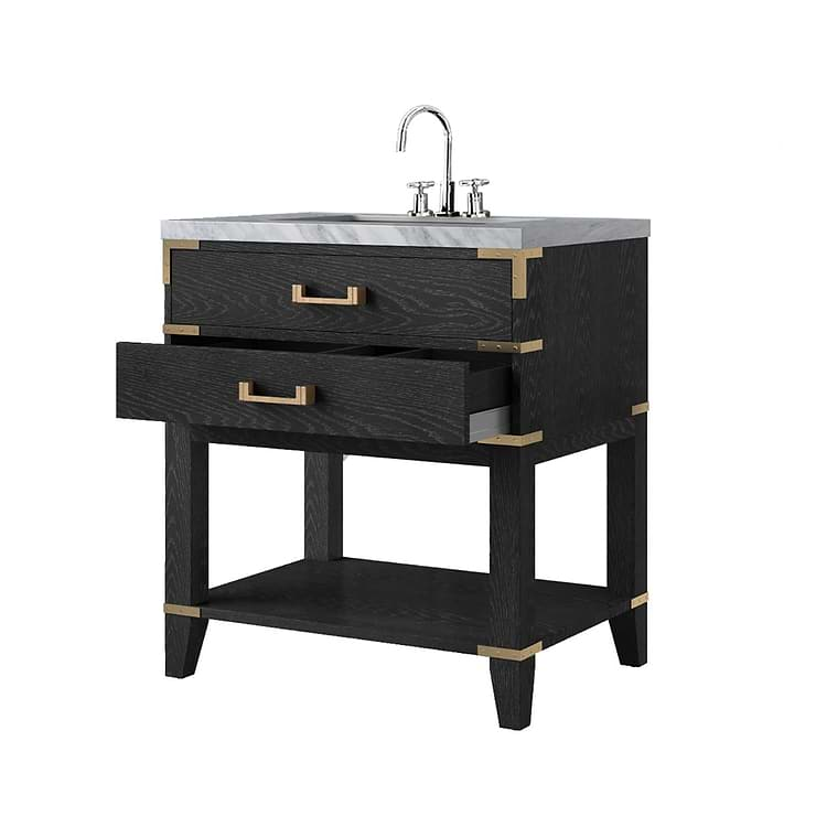 Calico Black Oak 30" Single Vanity with Carrara Marble Top