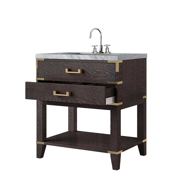 Calico Brown Oak 30" Single Vanity with Carrara Marble Top