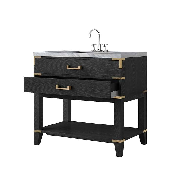 Calico Black Oak 36" Single Vanity with Carrara Marble Top