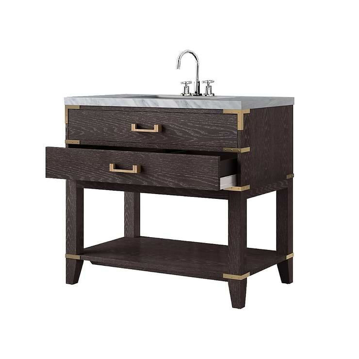 Calico Brown Oak 36" Single Vanity with Carrara Marble Top