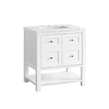 Breckenridge Bright White 30" Single Vanity with Arctic Fall Solid Surface Top by JMV