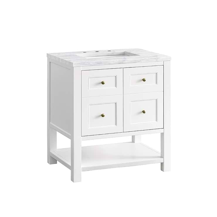 James Martin Vanities Breckenridge Bright White 30" Single Vanity with Arctic Fall Solid Surface Top