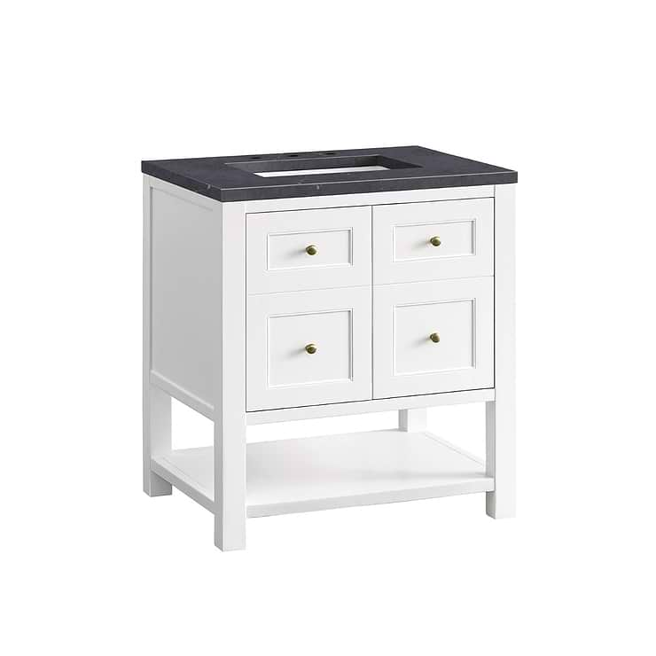 James Martin Vanities Breckenridge Bright White 30" Single Vanity with Charcoal Soapstone Quartz Top