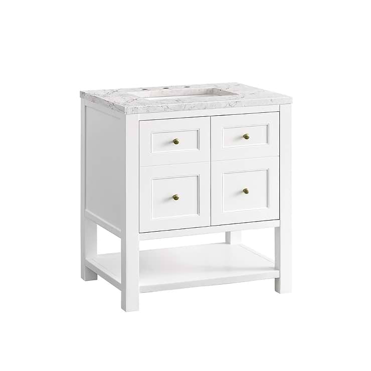 James Martin Vanities Breckenridge Bright White 30" Single Vanity with Eternal Jasmine Pearl Quartz Top