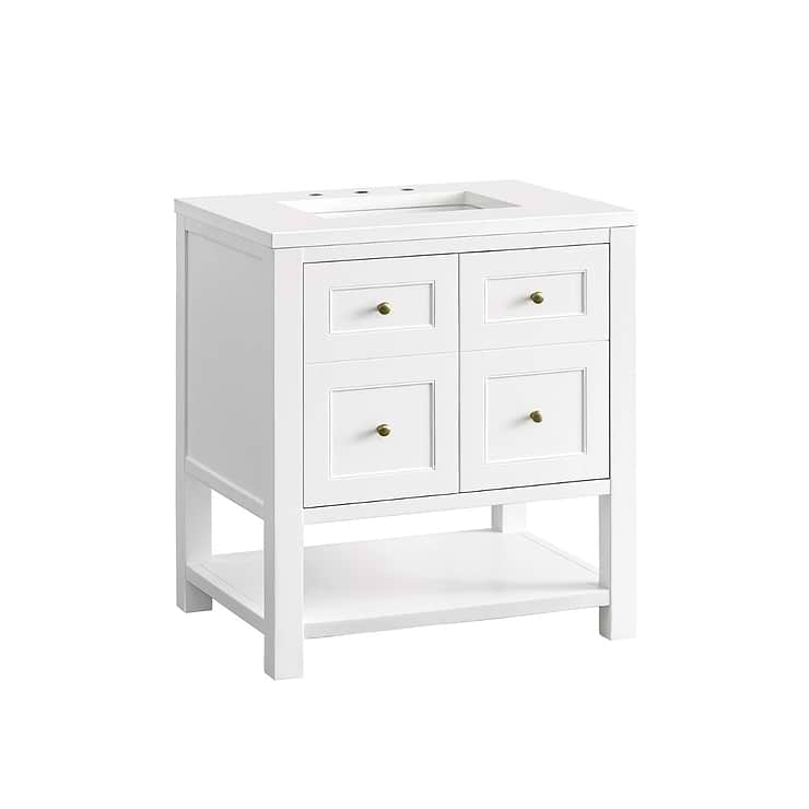 James Martin Vanities Breckenridge Bright White 30" Single Vanity with White Zeus Quartz Top