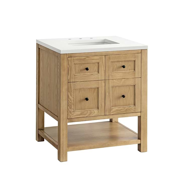 James Martin Vanities Breckenridge Light Natural Oak 30" Single Vanity with White Zeus Quartz Top