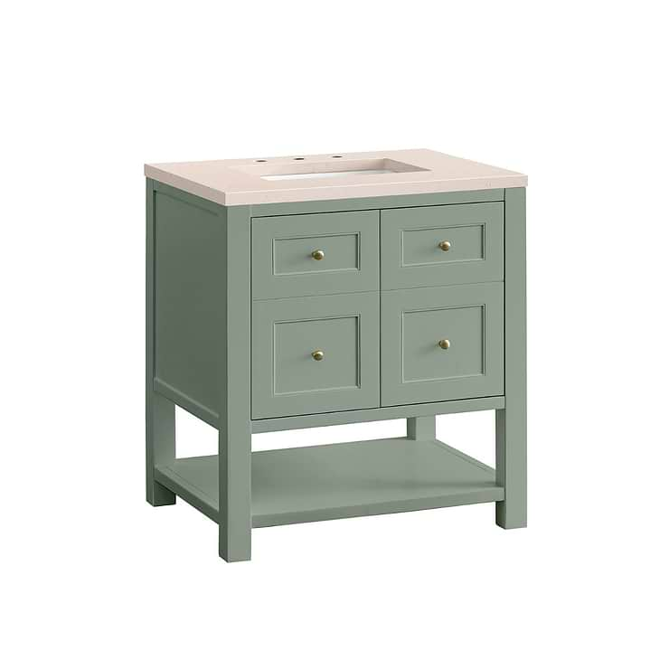 James Martin Vanities Breckenridge Smokey Celadon Green 30" Single Vanity with Eternal Marfil Quartz Top