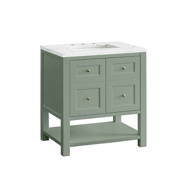 James Martin Vanities Breckenridge Smokey Celadon Green 30" Single Vanity with Ethereal Noctis Quartz Top