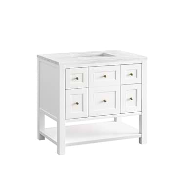 Breckenridge Bright White 36" Single Vanity with Arctic Fall Solid Surface Top by JMV