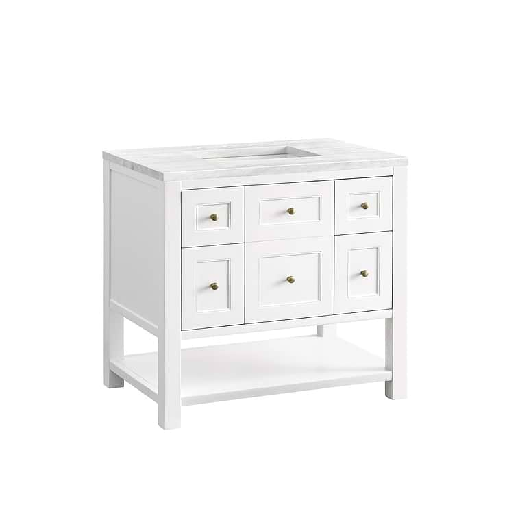 James Martin Vanities Breckenridge Bright White 36" Single Vanity with Arctic Fall Solid Surface Top