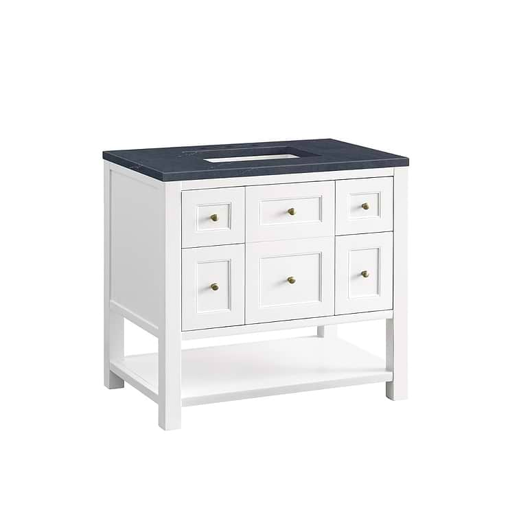 James Martin Vanities Breckenridge Bright White 36" Single Vanity with Charcoal Soapstone Quartz Top