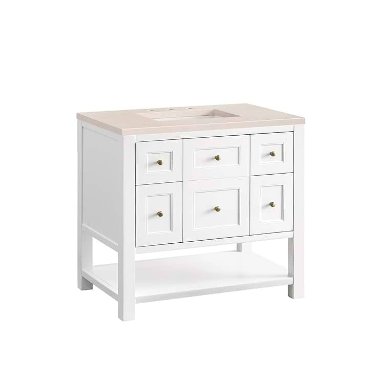 James Martin Vanities Breckenridge Bright White 36" Single Vanity with Eternal Marfil Quartz Top