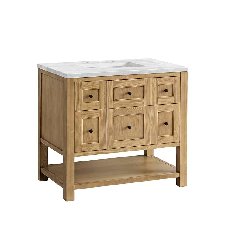 James Martin Vanities Breckenridge Light Natural Oak 36" Single Vanity with Arctic Fall Solid Surface Top