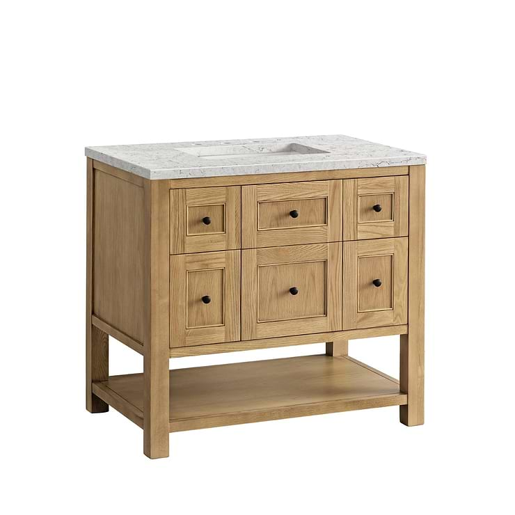 James Martin Vanities Breckenridge Light Natural Oak 36" Single Vanity with Eternal Jasmine Pearl Quartz Top