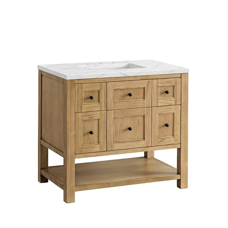 James Martin Vanities Breckenridge Light Natural Oak 36" Single Vanity with Ethereal Noctis Quartz Top