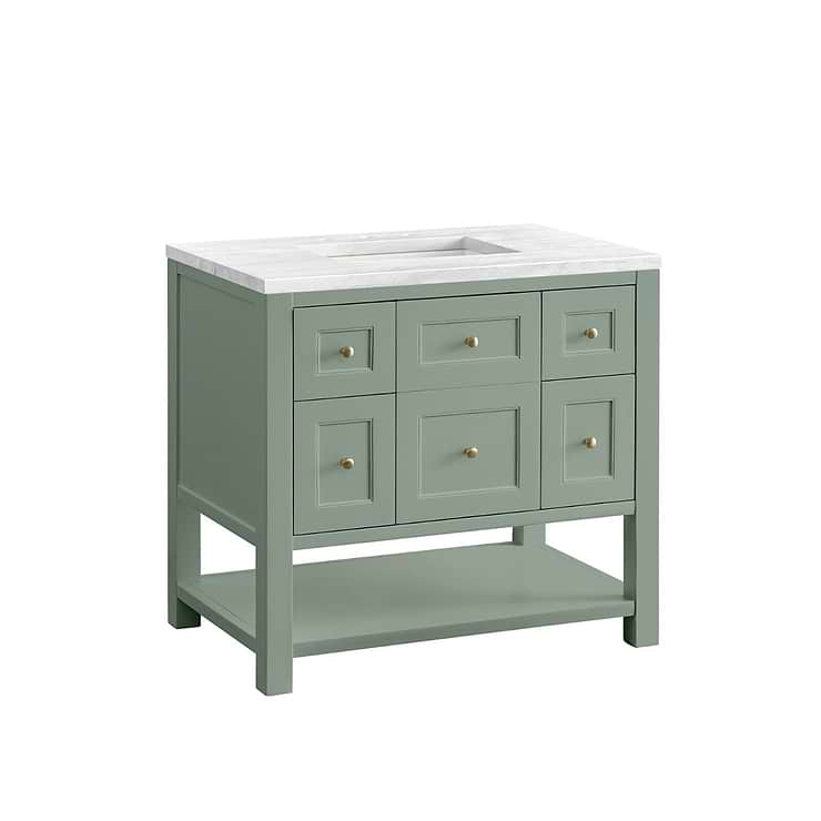 James Martin Vanities Breckenridge Smokey Celadon Green 36" Single Vanity with Arctic Fall Solid Surface Top