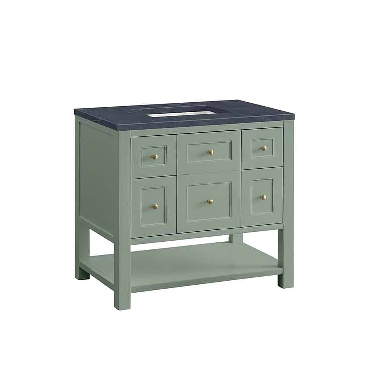 James Martin Vanities Breckenridge Smokey Celadon Green 36" Single Vanity with Charcoal Soapstone Quartz Top