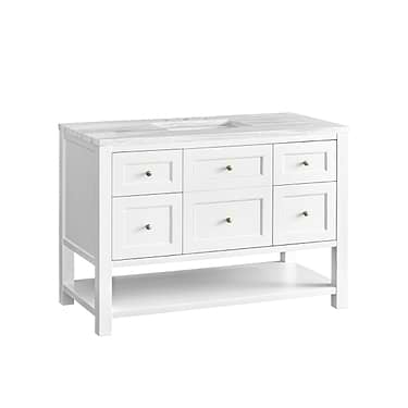 Breckenridge Bright White 48" Single Vanity with Arctic Fall Solid Surface Top by JMV