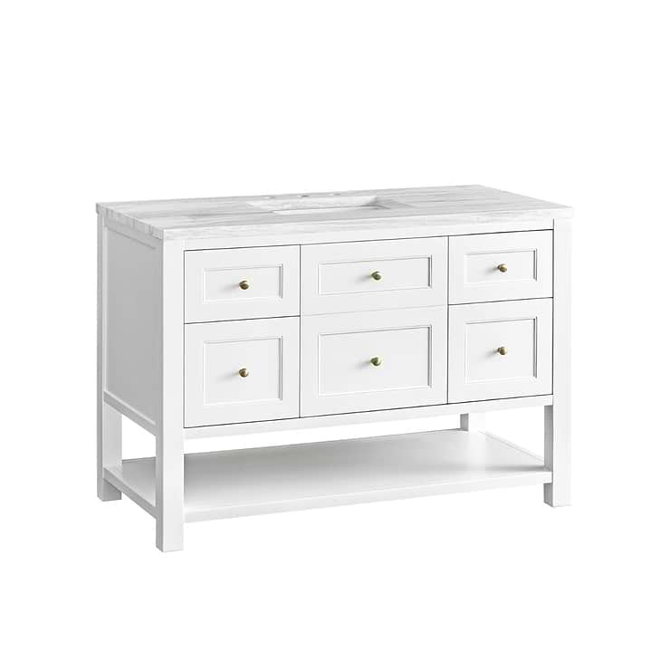 James Martin Vanities Breckenridge Bright White 48" Single Vanity with Arctic Fall Solid Surface Top