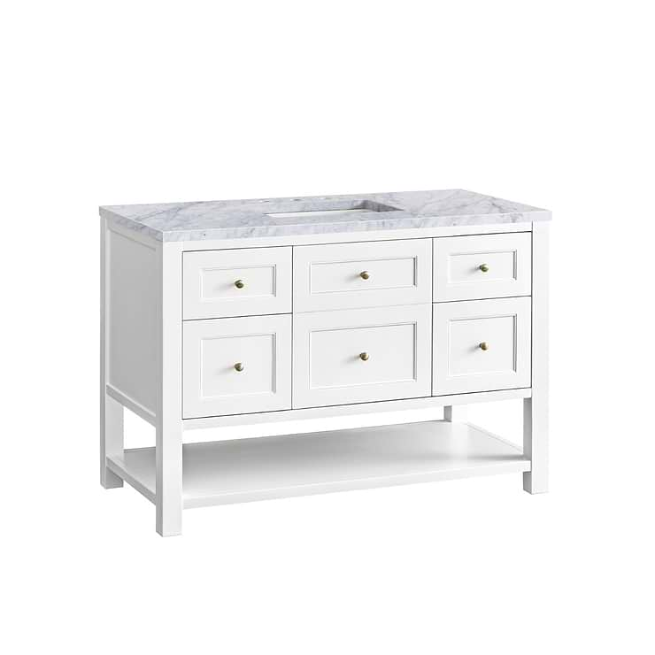 James Martin Vanities Breckenridge Bright White 48" Single Vanity with Carrara Marble Top