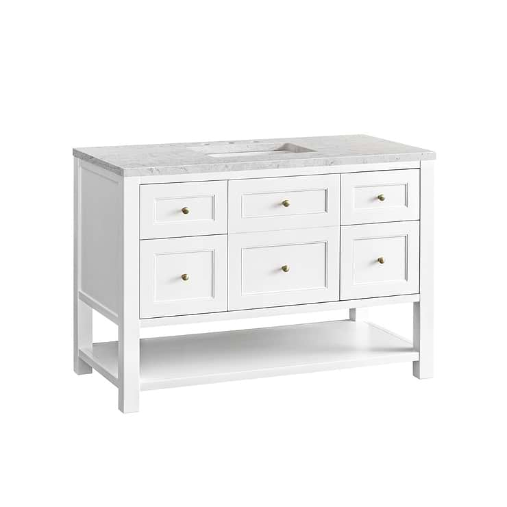 James Martin Vanities Breckenridge Bright White 48" Single Vanity with Eternal Jasmine Pearl Quartz Top