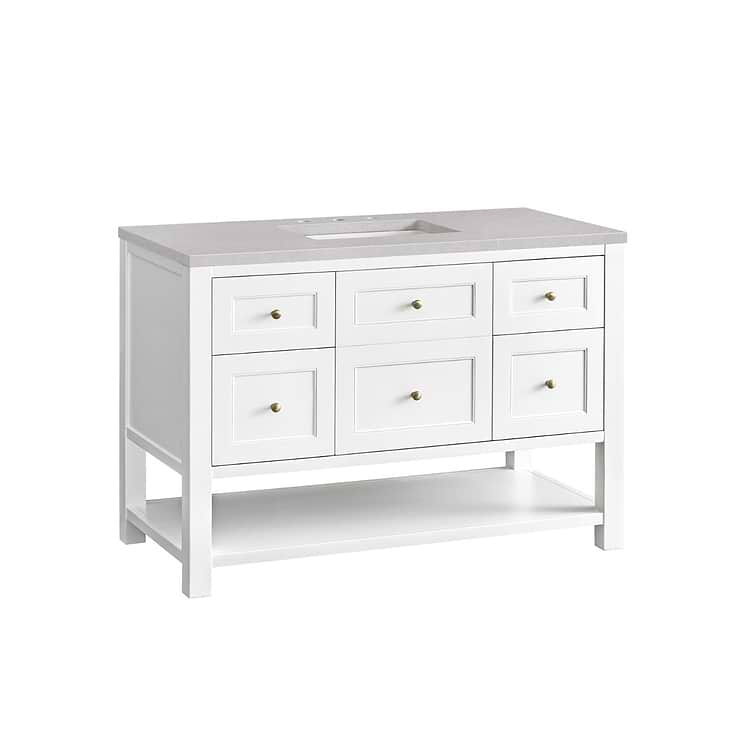 James Martin Vanities Breckenridge Bright White 48" Single Vanity with Eternal Serena Quartz Top