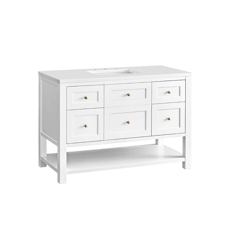 James Martin Vanities Breckenridge Bright White 48" Single Vanity with White Zeus Quartz Top