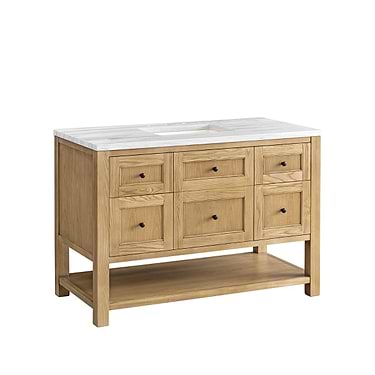 Breckenridge Light Natural Oak 48" Single Vanity with Arctic Fall Solid Surface Top by JMV