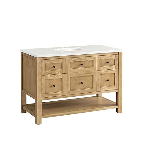 Breckenridge Light Natural Oak 48" Single Vanity with White Zeus Quartz Top by JMV