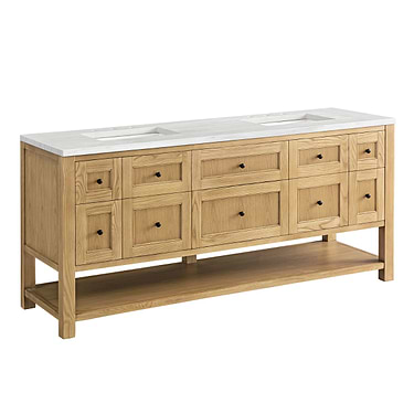 Breckenridge Light Natural Oak 72" Double Vanity with Arctic Fall Solid Surface Top by JMV