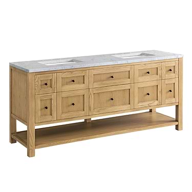 Breckenridge Light Natural Oak 72" Double Vanity with Carrara Marble Top by JMV