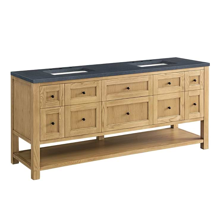 James Martin Vanities Breckenridge Light Natural Oak 72" Double Vanity with Charcoal Soapstone Quartz Top