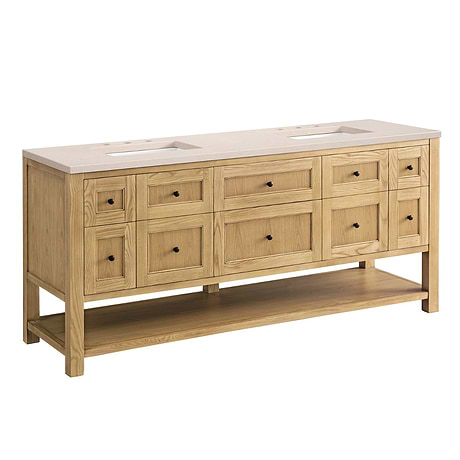 Breckenridge Light Natural Oak 72" Double Vanity with Eternal Marfil Quartz Top by JMV