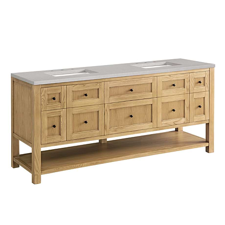 Breckenridge Light Natural Oak 72" Double Vanity with Eternal Serena Quartz Top by JMV