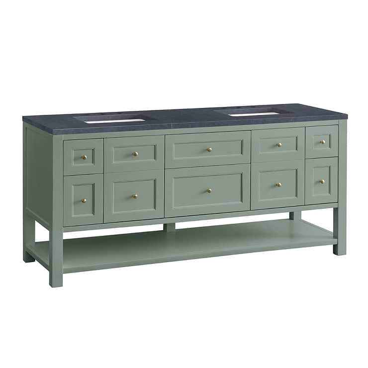 James Martin Vanities Breckenridge Smokey Celadon Green 72" Double Vanity with Charcoal Soapstone Quartz Top