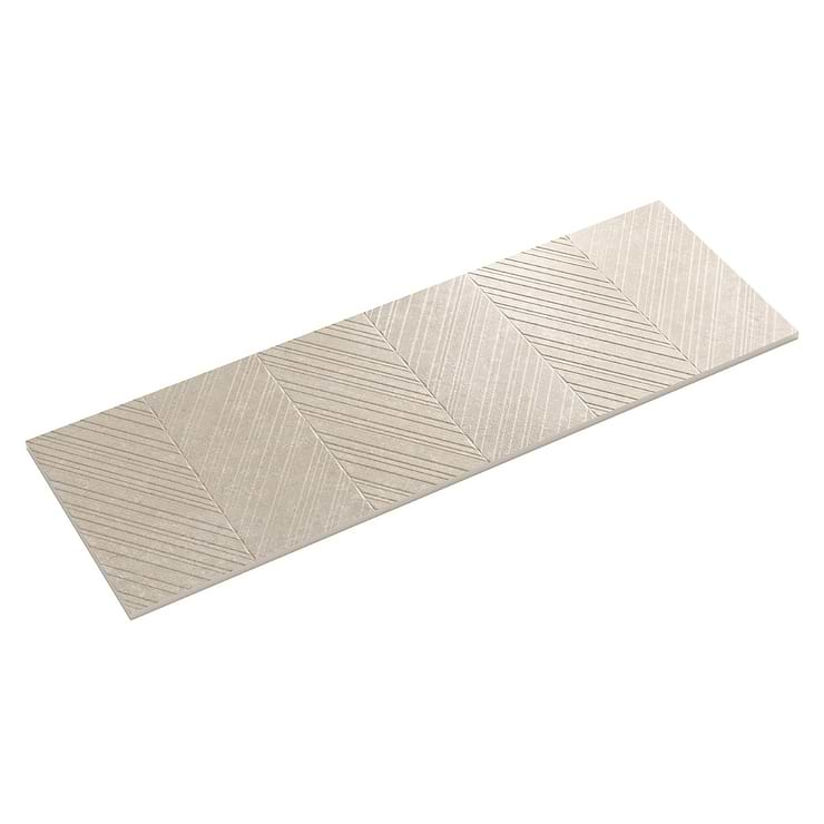 Stoneside Cream Beige Chevron 12x36 Matte Ceramic Tile