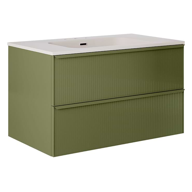 Astor Olive 36" Single Vanity with Integrated White Solid SurfaceTop