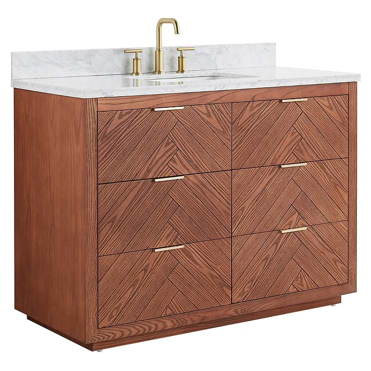 Marilyn 48" Vanity with Marble Counter; in Style Ideas Cottage, Craftsman, Farmhouse, Mid Century, Transitional