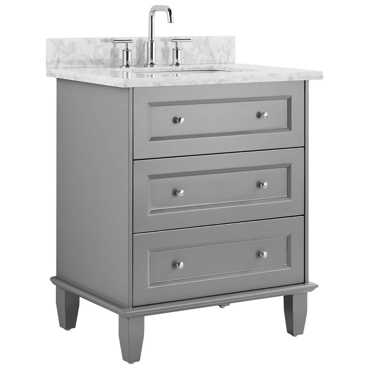 Nora 30" Gray Vanity with Carrara Marble Top and Ceramic Basin