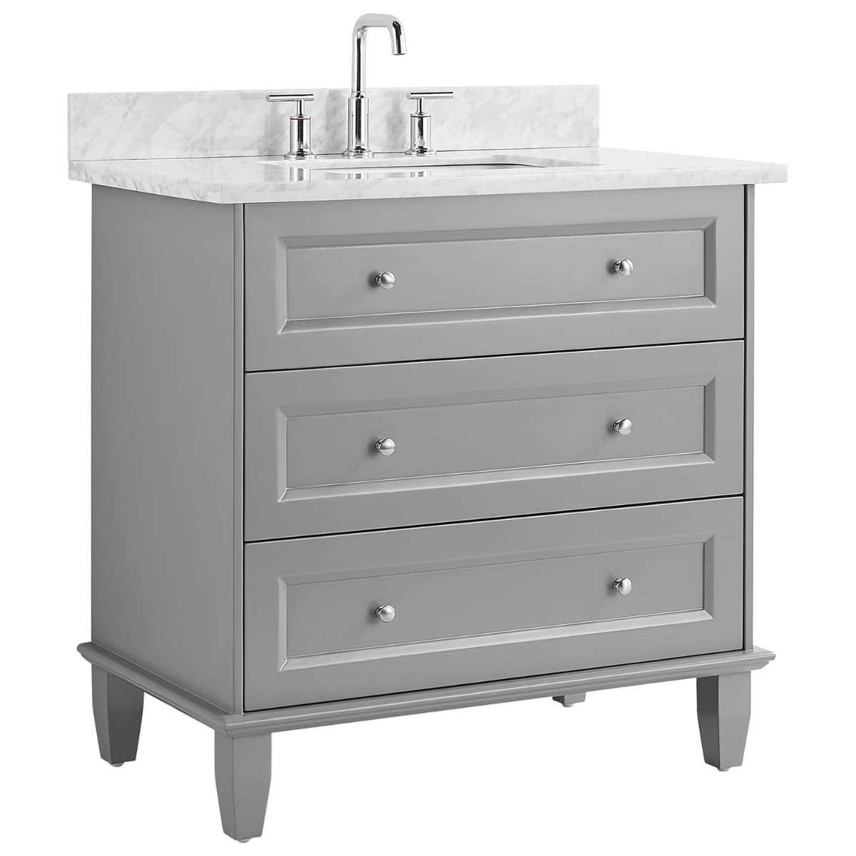 Nora 36" Gray Vanity with Carrara Marble Top and Ceramic Basin