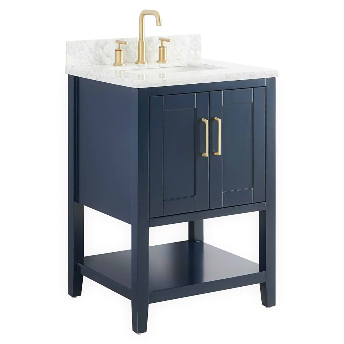 Sheraton 24" Navy Vanity with Carrara Marble Top and Ceramic Basin