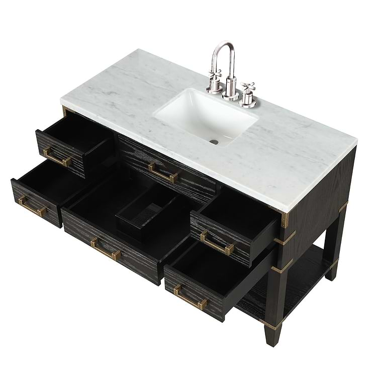 Calico Black Oak 48" Single Vanity with Carrara Marble Top