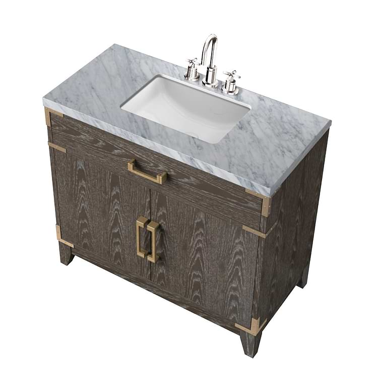 Aiden Brown Oak 36" Single Vanity with Carrara Marble Top