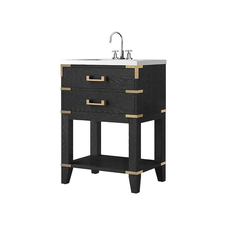 Calico Black Oak 24" Single Vanity with Integrated White Acrylic Top