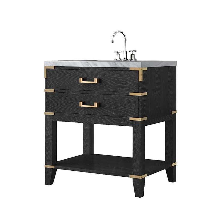 Calico Black Oak 30" Single Vanity with Carrara Marble Top