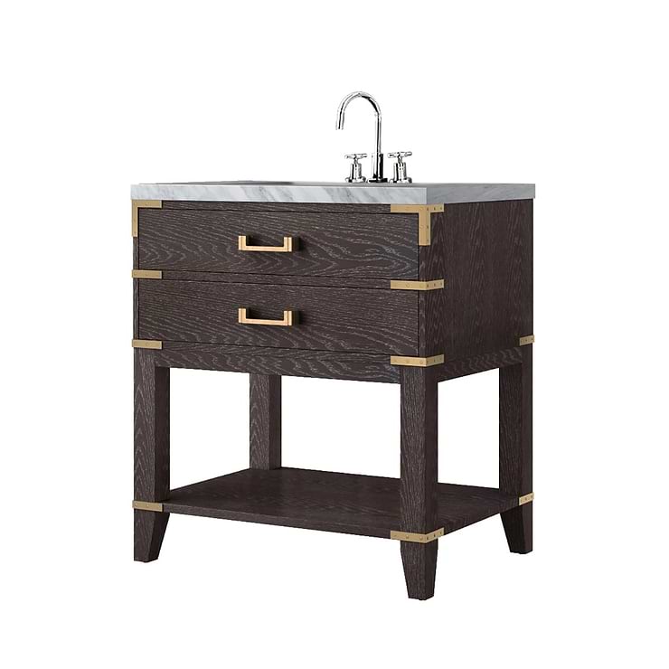 Calico Brown Oak 30" Single Vanity with Carrara Marble Top