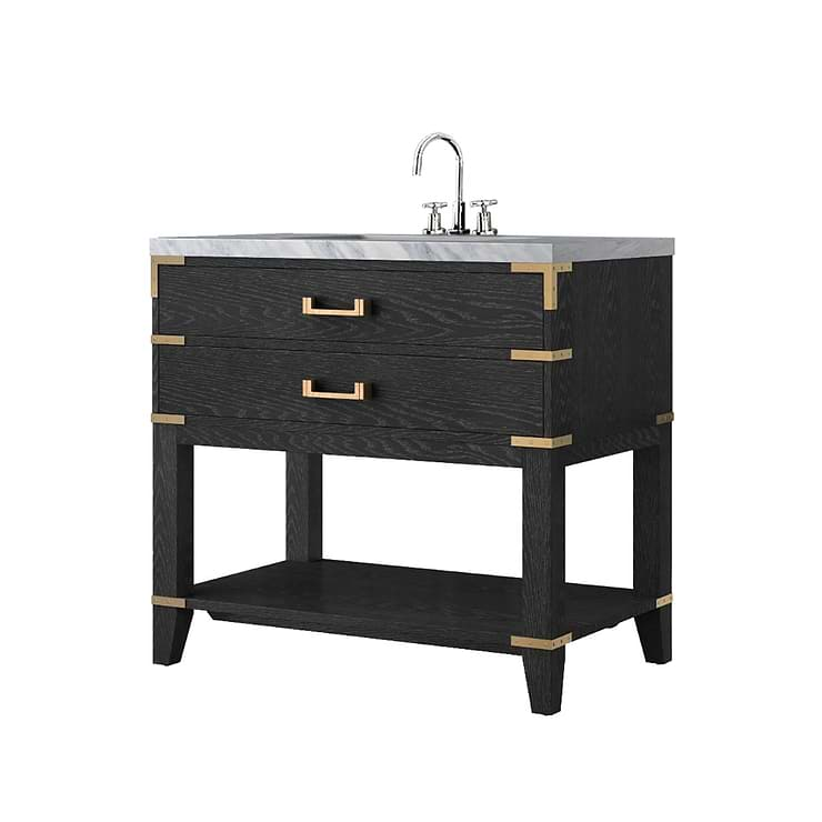 Calico Black Oak 36" Single Vanity with Carrara Marble Top